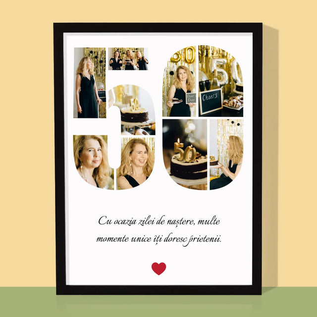Formă Din Fotografii: A 50 Zi De Naștere - Imprimare Cu Ramă 30X40 (Verticală)