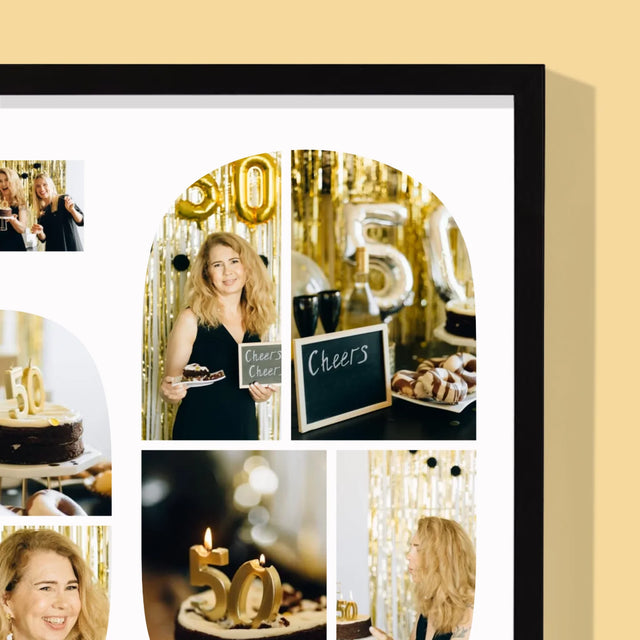 Formă Din Fotografii: A 50 Zi De Naștere - Imprimare Cu Ramă 30X40 (Verticală)