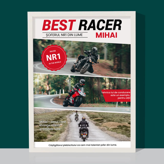 Copertă Derevistă: Best Racer - Imprimare Cu Ramă 30X40 (Verticală)