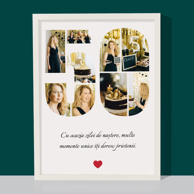 Formă Din Fotografii: A 50 Zi De Naștere - Imprimare Cu Ramă 30X40 (Verticală)