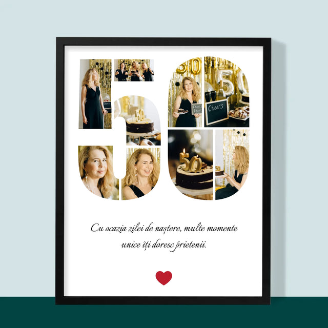 Formă Din Fotografii: A 50 Zi De Naștere - Imprimare Cu Ramă 30X40 (Verticală)
