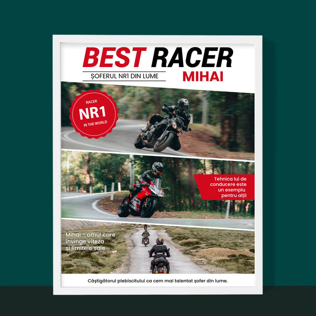 Copertă Derevistă: Best Racer - Imprimare Cu Ramă 30X40 (Verticală)