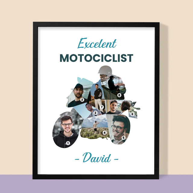 Formă Din Fotografii: Motociclist Excelent - Imprimare Cu Ramă 30X40 (Verticală)