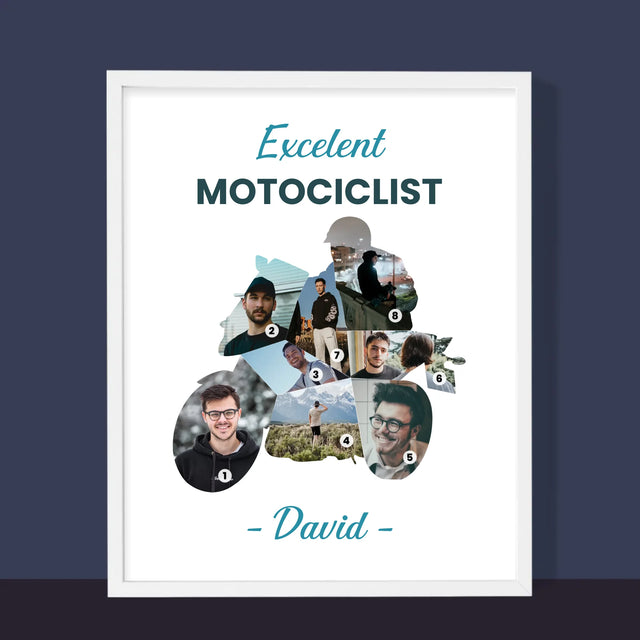 Formă Din Fotografii: Motociclist Excelent - Imprimare Cu Ramă 30X40 (Verticală)
