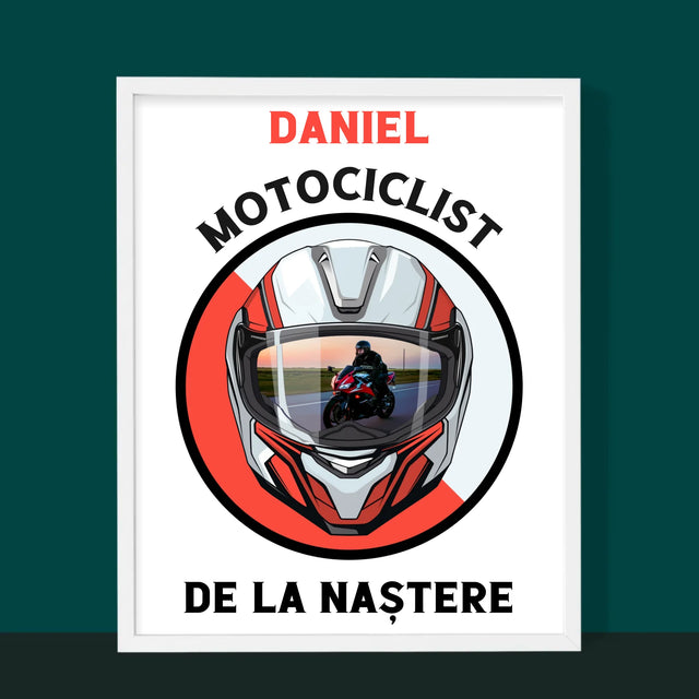 Fotografie Si Semnătură: Motociclist De La Naștere - Imprimare Cu Ramă 30X40 (Verticală)