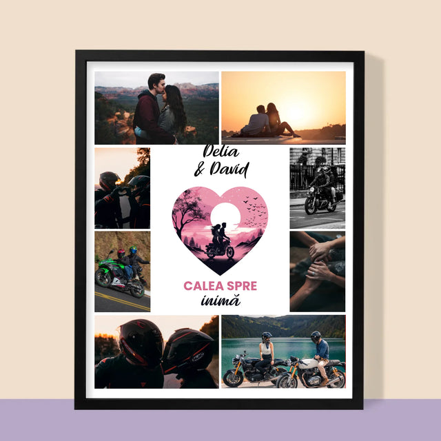 Colaj De Fotografii: Calea Spre Inimă - Imprimare Cu Ramă 30X40 (Verticală)