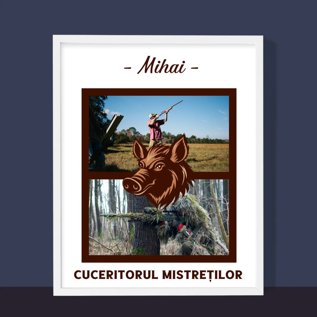 Colaj De Fotografii: Cuceritorul Mistreților - Imprimare Cu Ramă 30X40 (Verticală)