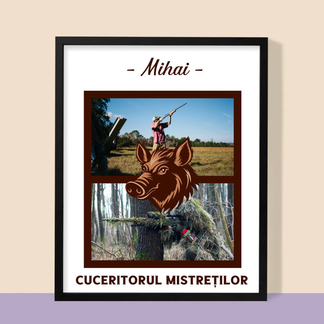 Colaj De Fotografii: Cuceritorul Mistreților - Imprimare Cu Ramă 30X40 (Verticală)