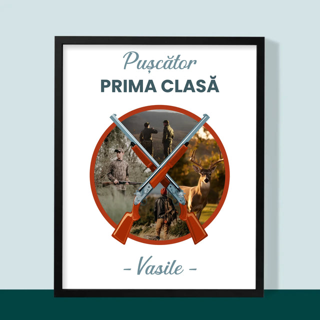 Colaj De Fotografii: Pușcător Prima Clasă - Imprimare Cu Ramă 30X40 (Verticală)