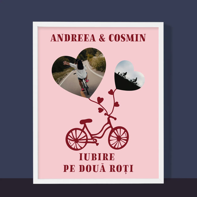 Colaj De Fotografii: Iubire Pe Două Roți - Imprimare Cu Ramă 30X40 (Verticală)