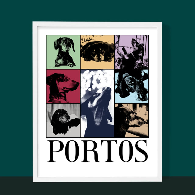 Colaj De Fotografii: Cățeluș Ca Taylor - Imprimare Cu Ramă 30X40 (Verticală)