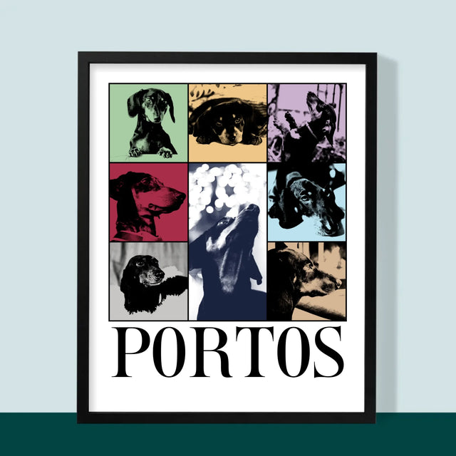 Colaj De Fotografii: Cățeluș Ca Taylor - Imprimare Cu Ramă 30X40 (Verticală)