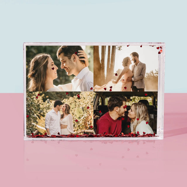 Colaj De Fotografii: 4 Fotografii - Ramă De Sticlă Cu Apă Pentru Fotografii