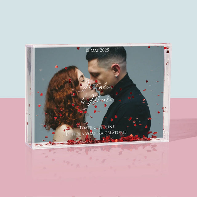 Fotografie Si Semnătură: Urări Fotografie De Nuntă - Ramă De Sticlă Cu Apă Pentru Fotografii