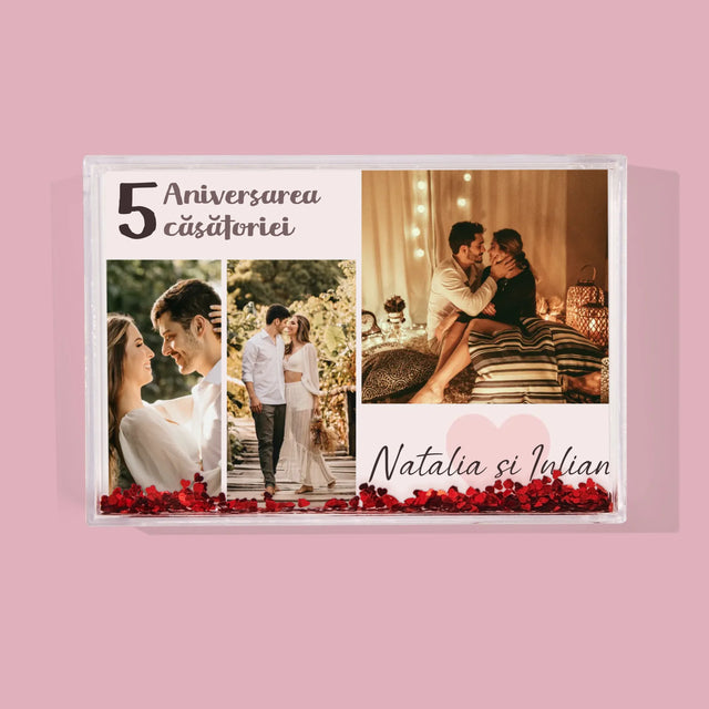 Colaj De Fotografii: A 5-A Aniversare A Nunții - Ramă De Sticlă Cu Apă Pentru Fotografii