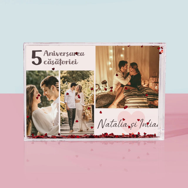 Colaj De Fotografii: A 5-A Aniversare A Nunții - Ramă De Sticlă Cu Apă Pentru Fotografii