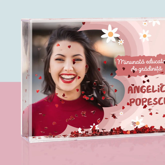 Fotografie Si Semnătură: Minunată Educatoare De Grădiniță - Ramă De Sticlă Cu Apă Pentru Fotografii