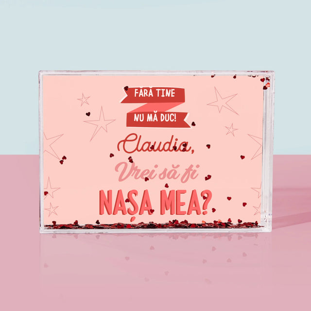 Numele Și Semnătura: Fără Tine Nu Mă Duc - Ramă De Sticlă Cu Apă Pentru Fotografii