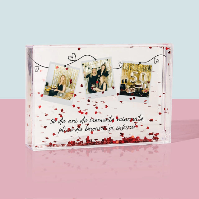 Colaj De Fotografii: 50 De Ani De Minunate Momente - Ramă De Sticlă Cu Apă Pentru Fotografii