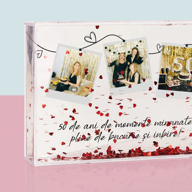 Colaj De Fotografii: 50 De Ani De Minunate Momente - Ramă De Sticlă Cu Apă Pentru Fotografii