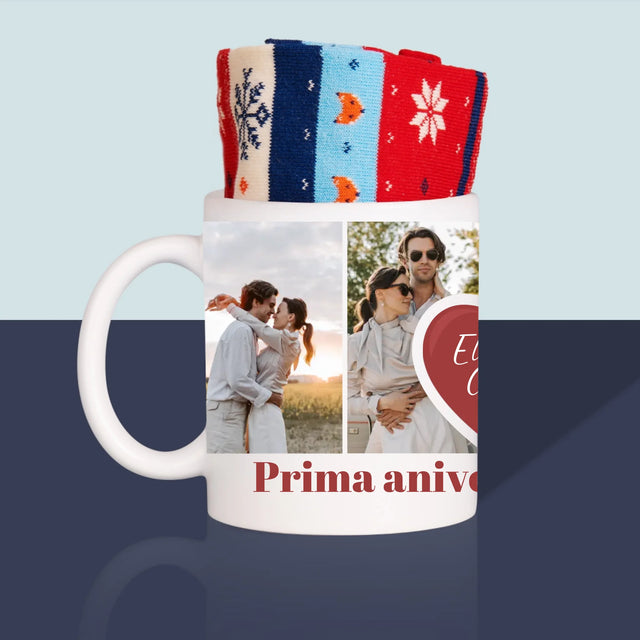 Colaj De Fotografii: Prima Aniversare A Nunții – Inimă - Șosete De Iarnă Într-O Cană