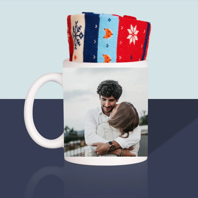 Colaj De Fotografii: 2 Fotografii - Șosete De Iarnă Într-O Cană