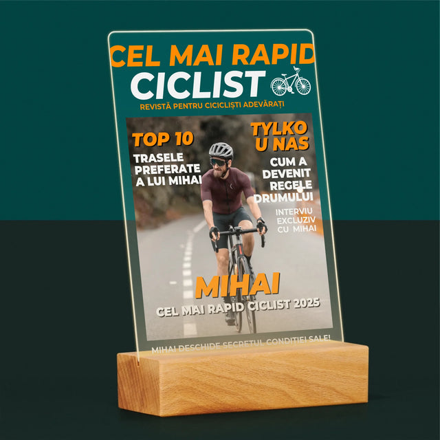 Copertă Derevistă: Cel Mai Rapid Biciclist - Imprimare Pe Sticlă Acrilică (Verticală)
