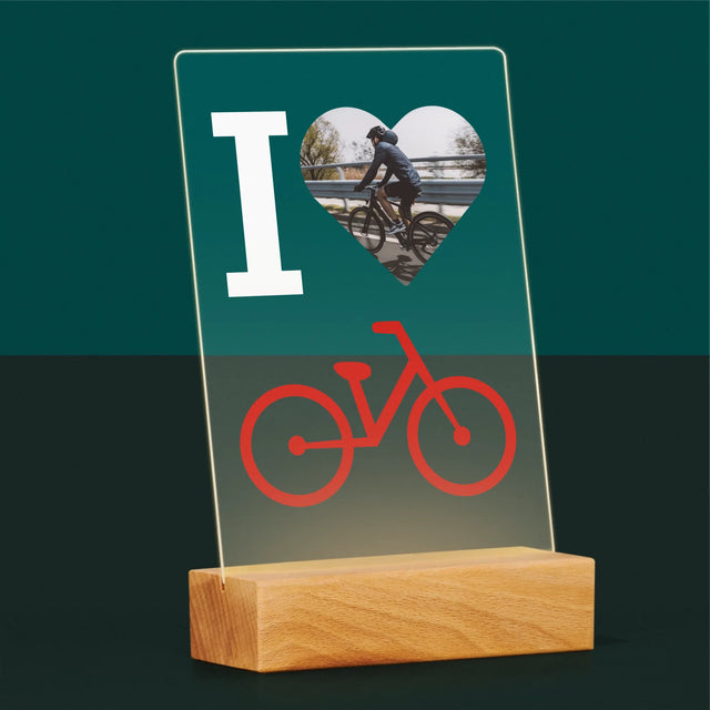 Fotografie Si Semnătură: I Love Bicicletă - Imprimare Pe Sticlă Acrilică (Verticală)