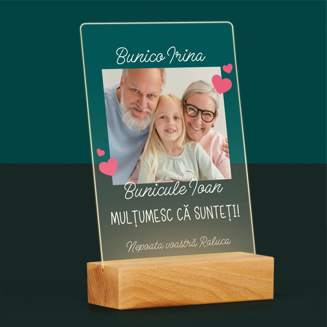 Fotografie Si Semnătură: Mulțumiri Pentru Bunici - Imprimare Pe Sticlă Acrilică (Verticală)