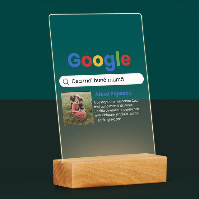Fotografie Si Semnătură: Cea Mai Bună Mamă Rezultat Google - Imprimare Pe Sticlă Acrilică (Verticală)