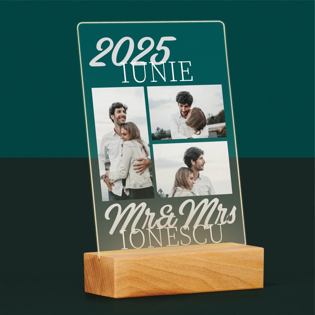 Colaj De Fotografii: Mr&Mrs Data - Imprimare Pe Sticlă Acrilică (Verticală)
