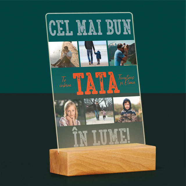 Colaj De Fotografii: Cel Mai Bun Tată Din Lume Fotografii - Imprimare Pe Sticlă Acrilică (Verticală)