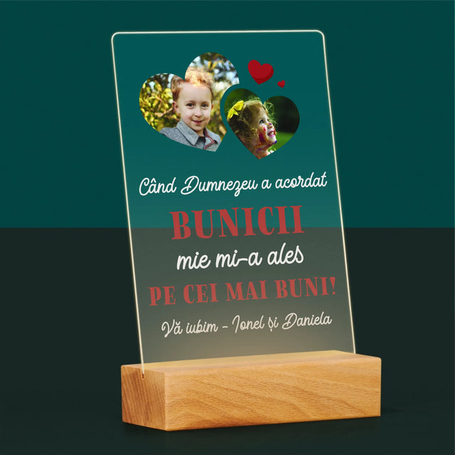 Colaj De Fotografii: Când Dumnezeu A Acordat Bunicii - Imprimare Pe Sticlă Acrilică (Verticală)