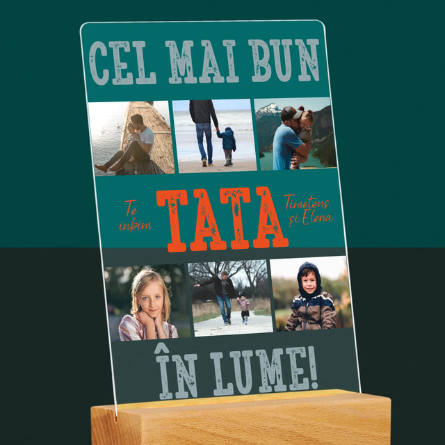 Colaj De Fotografii: Cel Mai Bun Tată Din Lume Fotografii - Imprimare Pe Sticlă Acrilică (Verticală)