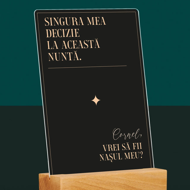 Numele Și Semnătura: Singura Mea Decizie - Imprimare Pe Sticlă Acrilică (Verticală)