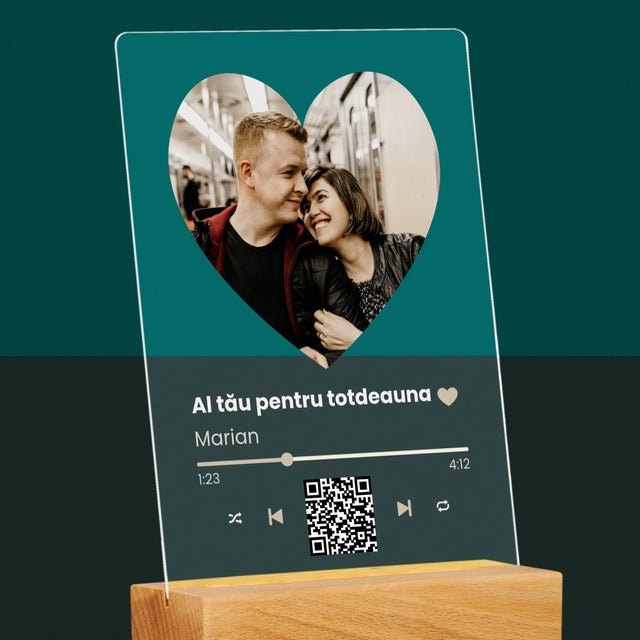 Fotografie Si Semnătură: Cântecul Nostru Inimă Cod Qr - Imprimare Pe Sticlă Acrilică (Verticală)