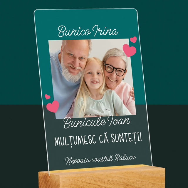 Fotografie Si Semnătură: Mulțumiri Pentru Bunici - Imprimare Pe Sticlă Acrilică (Verticală)