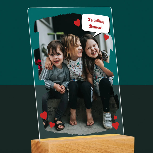 Fotografie Si Semnătură: Pentru Bunica Noastră Dragă - Imprimare Pe Sticlă Acrilică (Verticală)