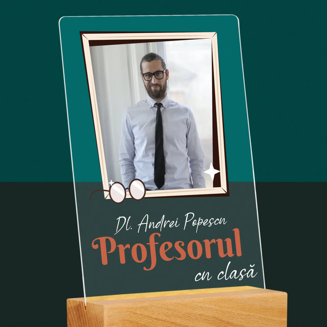 Fotografie Si Semnătură: Profesorul Cu Clasă - Imprimare Pe Sticlă Acrilică (Verticală)