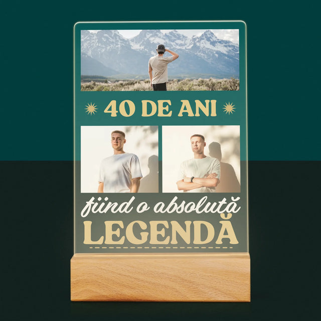 Colaj De Fotografii: 40 De Ani Fiind O Legendă - Imprimare Pe Sticlă Acrilică (Verticală)