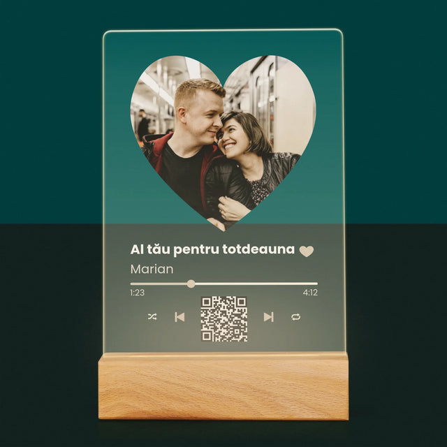 Fotografie Si Semnătură: Cântecul Nostru Inimă Cod Qr - Imprimare Pe Sticlă Acrilică (Verticală)