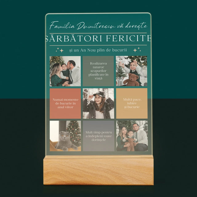 Colaj De Fotografii: Sărbători Fericite Urări - Imprimare Pe Sticlă Acrilică (Verticală)
