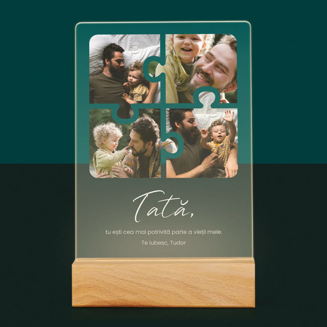 Colaj De Fotografii: Puzzle Fotografie Pentru Tata - Imprimare Pe Sticlă Acrilică (Verticală)