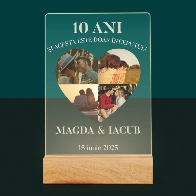 Formă Din Fotografii: Aniversare Inimă - Imprimare Pe Sticlă Acrilică (Verticală)