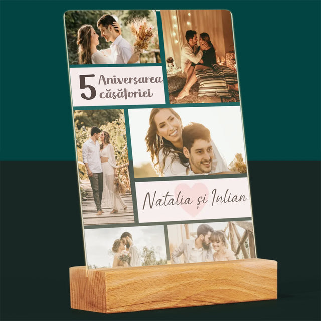 Colaj De Fotografii: A 5-A Aniversare A Nunții - Imprimare Pe Sticlă Acrilică (Verticală)