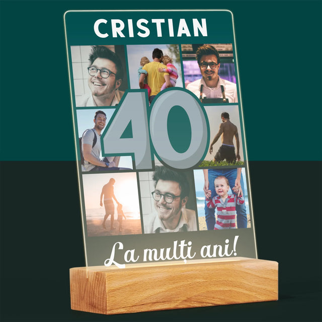 Colaj De Fotografii: 40 De Ani - Imprimare Pe Sticlă Acrilică (Verticală)