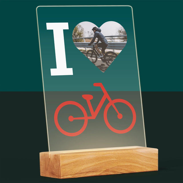 Fotografie Si Semnătură: I Love Bicicletă - Imprimare Pe Sticlă Acrilică (Verticală)