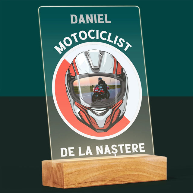 Fotografie Si Semnătură: Motociclist De La Naștere - Imprimare Pe Sticlă Acrilică (Verticală)