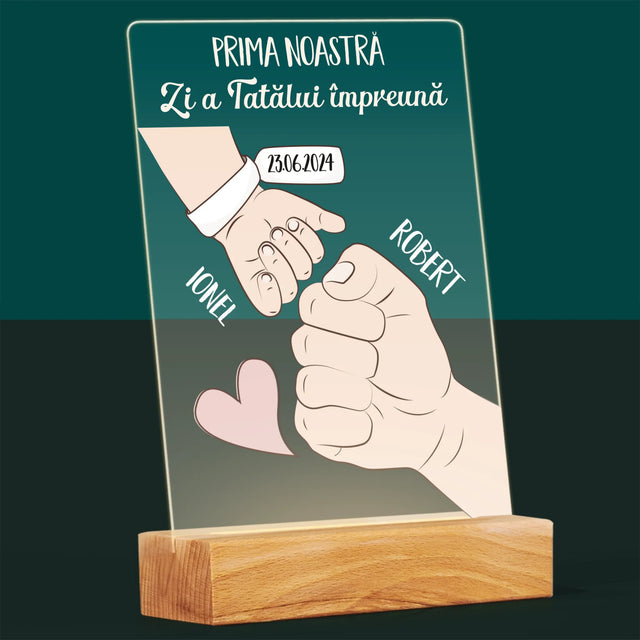 Numele Și Semnătura: Prima Zi A Tatălui Împreună - Imprimare Pe Sticlă Acrilică (Verticală)