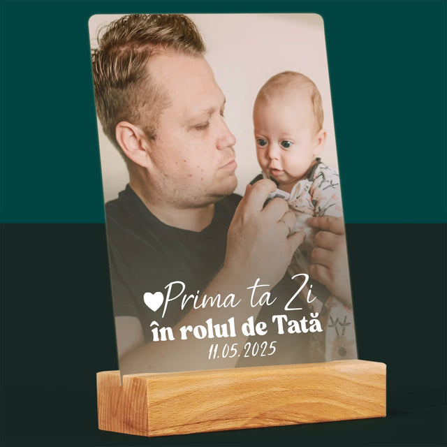 Fotografie Si Semnătură: Prima Ta Zi În Rolul De Tată - Imprimare Pe Sticlă Acrilică (Verticală)